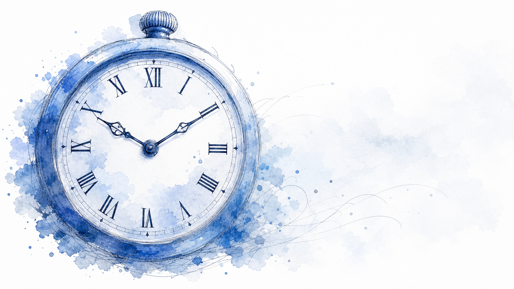 Blue watercolor clock